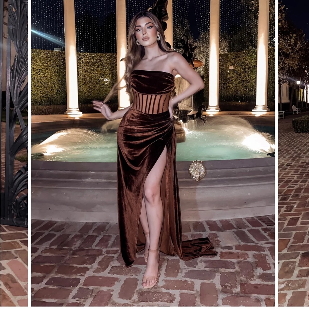 Beautiful Boutique Chocolate Brown Velvet Dress
